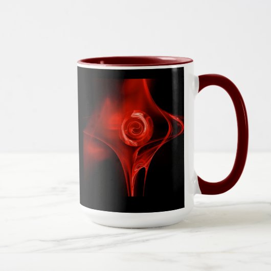 FRAKTAL ROSE, rot, schwarz Tasse (Rechts)