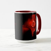 FRAKTAL ROSE, rot, schwarz Tasse (VorderseiteRechts)