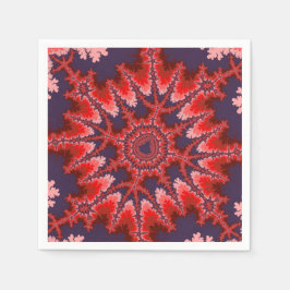 Fraktal Rot, Blau und Rosa Geburtstag Serviette