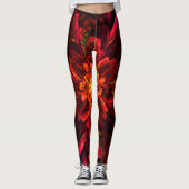 Fraktal Rote Blume Leggings (Vorderseite)