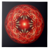 Fraktal Rote Mandala Fliese (Vorderseite)