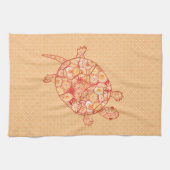 Fraktal-Schildkröte - Mandarinen Geschirrtuch (Horizontal)