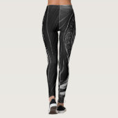 Fraktal Schwarz-weiß Metal Nautilus Swirl Leggings (Rückseite)