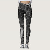 Fraktal Schwarz-weiß Metal Nautilus Swirl Leggings (Vorderseite)