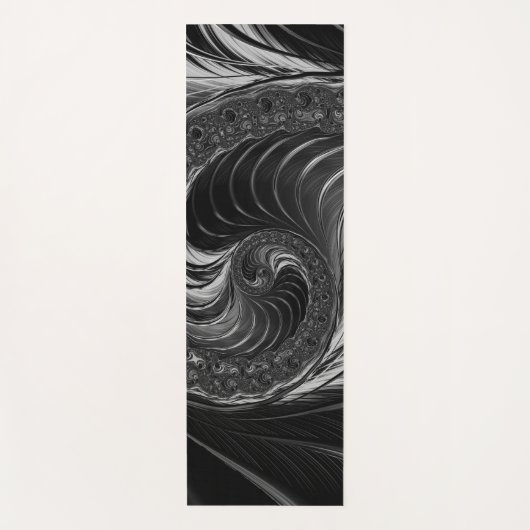 Fraktal Schwarz-weiß Metal Nautilus Swirl Yogamatte (Vorderseite)