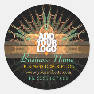 Fraktal Sienna Blume mit Logo Werbeaktion Runder Aufkleber
