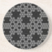 Fraktal Snowflake Design Crochet B&W Getränkeuntersetzer (Vorne)