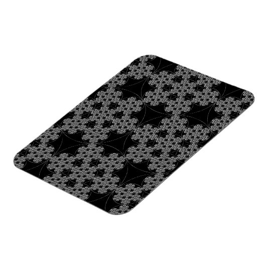 Fraktal Snowflake Design Crochet B&W Magnet (Linke Seite)