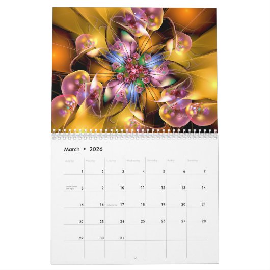 Fraktal Spirals von Wolfepaw Calendar Januar Cvr Kalender (Mär 2026)