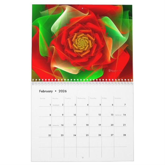 Fraktal Spirals von Wolfepaw Calendar Januar Cvr Kalender (Feb 2026)