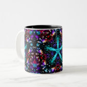 Fraktal Stars Universe Mandala Star Zweifarbige Tasse (Vorderseite Links)
