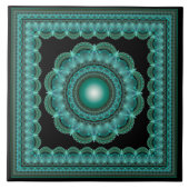 Fraktal strahlt gerahmte Mandala Fliese (Vorderseite)