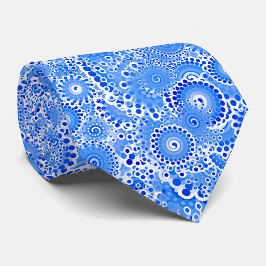 Fraktal-Swirbelmuster, blau-weiß Krawatte (Gerollt)