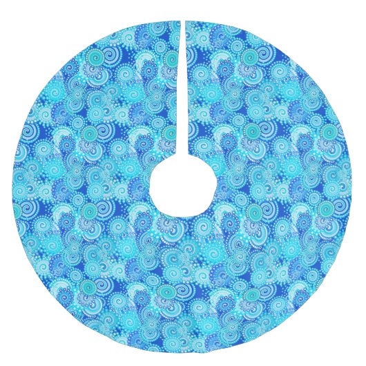 Fraktal-Swirbelmuster, kobaltblau Polyester Weihnachtsbaumdecke (Vorderseite)