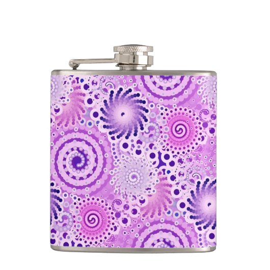 Fraktal-Swirbelmuster, violett, orchid Flachmann (Vorderseite)
