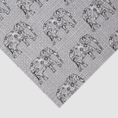 Fraktal Swirl Elephant, grau, schwarz und weiß Seidenpapier (Ausschnitt)