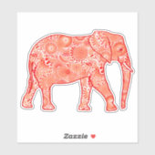 Fraktal Swirl Elephant, Korallenorange und Weiß Aufkleber (Blatt)