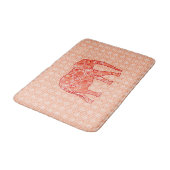 Fraktal Swirl Elephant, Korallenorange und Weiß Badematte (Schrägansicht)