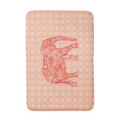 Fraktal Swirl Elephant, Korallenorange und Weiß Badematte (Vorderseite Vertikal)