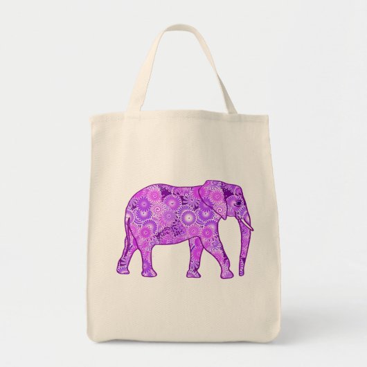 Fraktal Swirl Elephant, Lila und Orchid Tragetasche (Vorne)