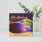 Fraktal Swirl Geburtstagsparty Einladung (Stehend Vorderseite)