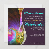 Fraktal Swirl Geburtstagsparty Einladung (Rückseite)