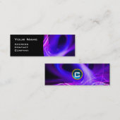 FRAKTAL SWIRL GEM MONOGRAM Schwarz-weiß-blau Mini Visitenkarte (Vorne/Hinten)