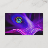 FRAKTAL SWIRL GEM MONOGRAM Schwarz-weiß-blau Visitenkarte (Rückseite)