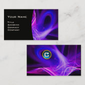 FRAKTAL SWIRL GEM MONOGRAM Schwarz-weiß-blau Visitenkarte (Vorne/Hinten)