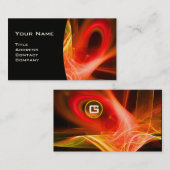 FRAKTAL SWIRL GEM MONOGRAM Schwarz-weiß gelb Visitenkarte (Vorne/Hinten)