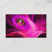 FRAKTAL SWIRL GEM MONOGRAM Schwarz-weiß rosa Visitenkarte (Rückseite)