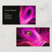 FRAKTAL SWIRL GEM MONOGRAM Schwarz-weiß rosa Visitenkarte (Vorne/Hinten)