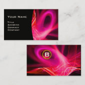 FRAKTAL SWIRL GEM MONOGRAM Schwarz-weiß rosa Visitenkarte (Vorne/Hinten)