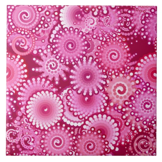 Fraktal Swirl Pattern, Magenta, Pink und Burgund Fliese (Vorderseite)