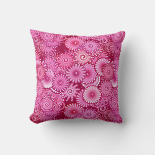 Fraktal Swirl Pattern, Magenta, Pink und Burgund Kissen