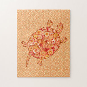 Fraktal Swirl Turtle Shades Mandarin Orange Puzzle
