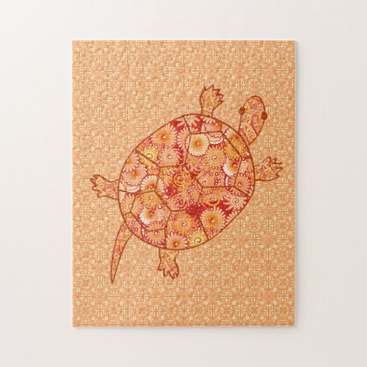 Fraktal Swirl Turtle Shades Mandarin Orange Puzzle (Vertikal)