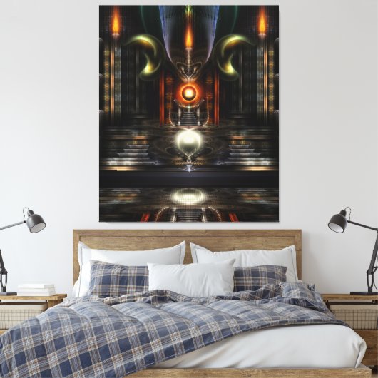 Fraktal Throne Art Wrapped Canvas Print Leinwanddruck (Insitu (Schlafzimmer))