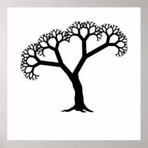Fraktal Tree Black Poster