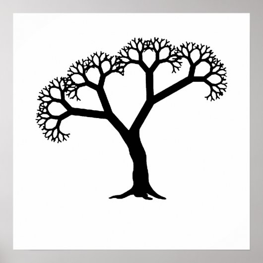 Fraktal Tree Black Poster (Vorne)