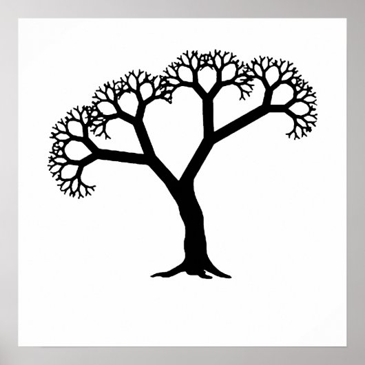 Fraktal Tree Black Poster (Vorne)