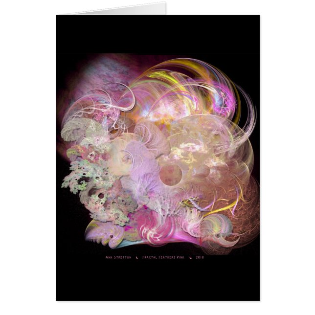 Fraktal versieht rosa Karte mit Federn (Vorne)
