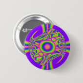 Fraktal-Verzerrungs-lila grünes psychedelisches Button (Vorne & Hinten)