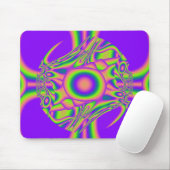 Fraktal-Verzerrungs-lila grünes psychedelisches Mousepad (Mit Mouse)