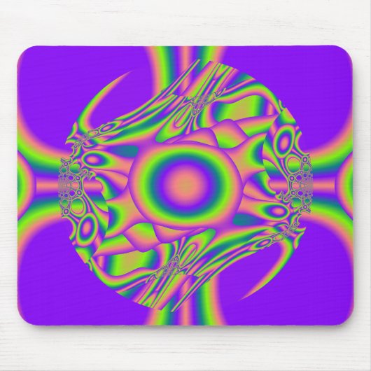 Fraktal-Verzerrungs-lila grünes psychedelisches Mousepad (Vorne)