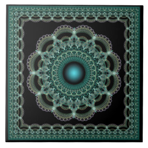 Fraktal verzierter Stern Mandala Fliese