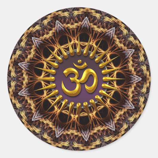 Fraktal Weave Golden (Om) Symbol Sticker (Vorderseite)