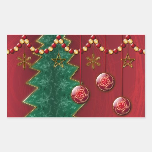 Fraktal Weihnachtskleber Rechteckiger Aufkleber (Vorderseite)