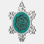 Fraktal Weihnachtskranz Schneeflocken Zinn-Ornament (Rechts)