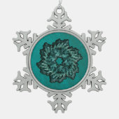Fraktal Weihnachtskranz Schneeflocken Zinn-Ornament (Vorderseite)